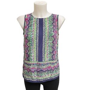 Lilly Pulitzer 100% Silk Sleeveless Lona Tank Blouse size XS w/ Back Buttons‎